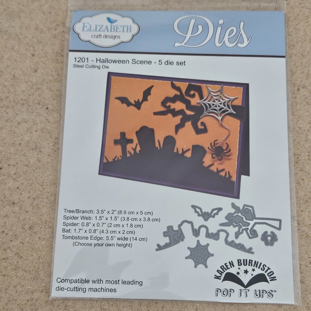 ELIZABETH CRAFT DESIGNS METAL DIES HALLOWEEN SCENE 1201 KAREN BURNISTON POP UPS